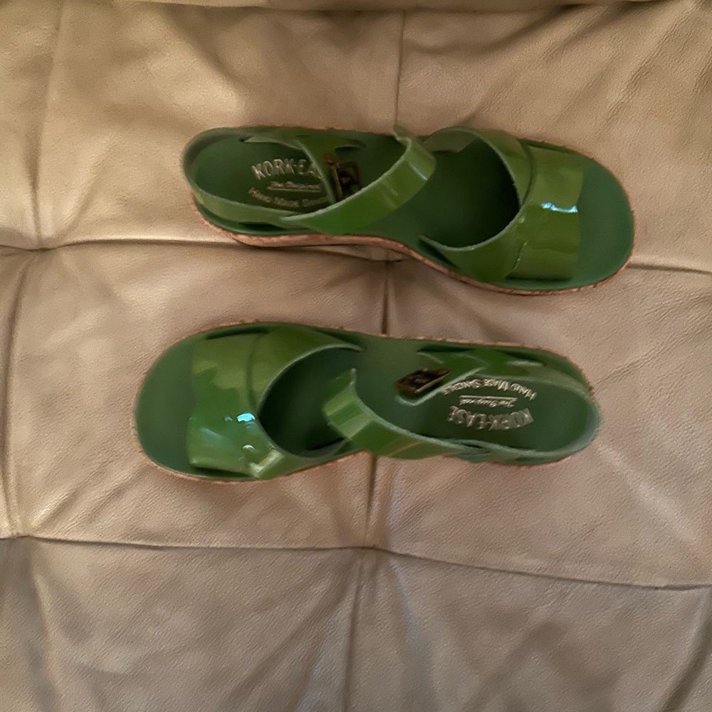Women’s Kork-Ease  the original hand made sandals Green Patent on Cork